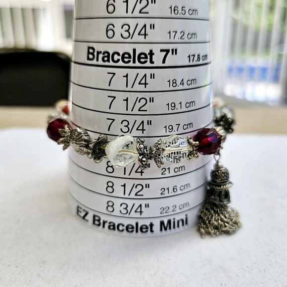 SET! Garnet 925 Ring with Stretchy Glass Bead Bracelet and Beaded Necklace - Picture 10 of 14